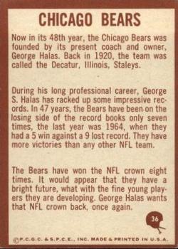 1967 Philadelphia #36 Bears Insignia Back