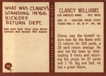 1967 Philadelphia #95 Clancy Williams Back