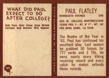 1967 Philadelphia #101 Paul Flatley Back