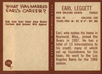 1967 Philadelphia #125 Earl Leggett Back