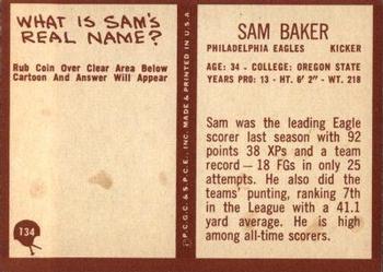 1967 Philadelphia #134 Sam Baker Back
