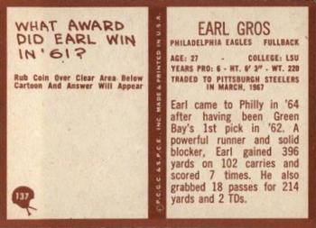 1967 Philadelphia #137 Earl Gros Back