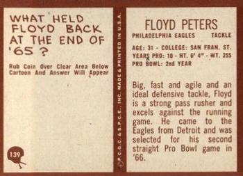 1967 Philadelphia #139 Floyd Peters Back