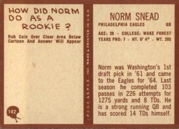 1967 Philadelphia #142 Norm Snead Back