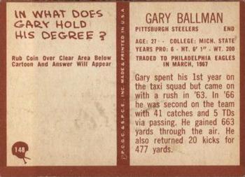 1967 Philadelphia #148 Gary Ballman Back