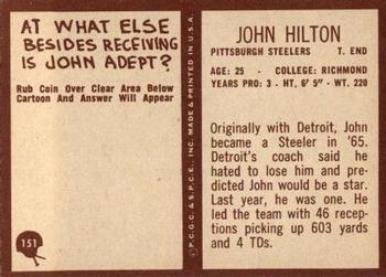 1967 Philadelphia #151 John Hilton Back