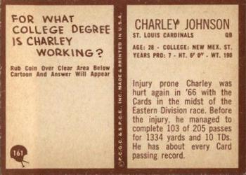 1967 Philadelphia #161 Charley Johnson Back