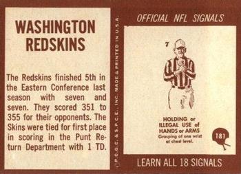 1967 Philadelphia #181 Washington Redskins Back
