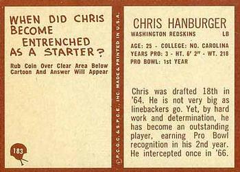 1967 Philadelphia #183 Chris Hanburger Back