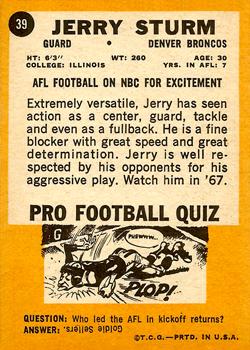 1967 Topps #39 Jerry Sturm Back