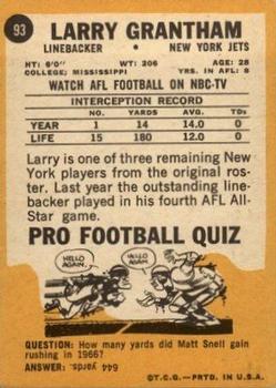 1967 Topps #93 Larry Grantham Back