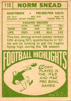 1968 Topps #110 Norm Snead Back