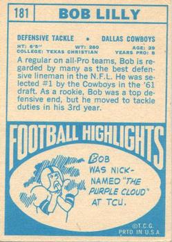 1968 Topps #181 Bob Lilly Back