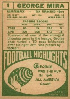 1968 Topps #9 George Mira Back