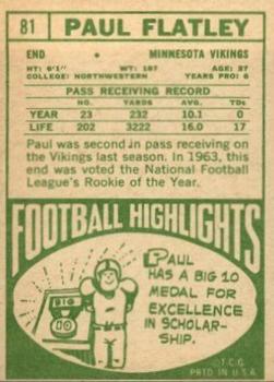 1968 Topps #81 Paul Flatley Back