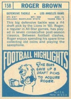 1968 Topps #158 Roger Brown Back