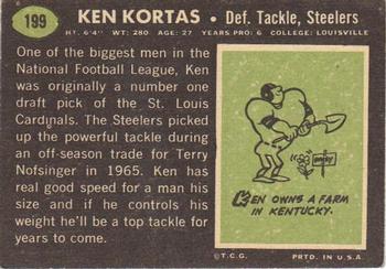 1969 Topps #199 Ken Kortas Back