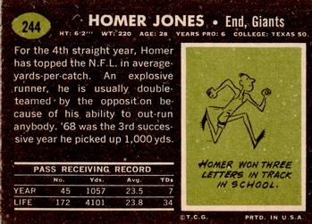 1969 Topps #244 Homer Jones Back