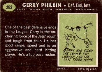 1969 Topps #262 Gerry Philbin Back