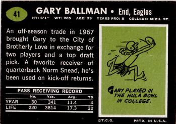 1969 Topps #41 Gary Ballman Back