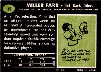 1969 Topps #50 Miller Farr Back