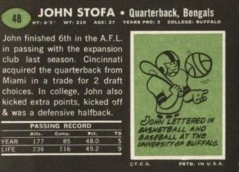 1969 Topps #48 John Stofa Back