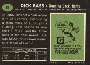 1969 Topps #81 Dick Bass Back