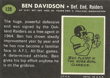 1969 Topps #128 Ben Davidson Back