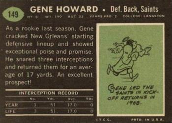1969 Topps #149 Gene Howard Back