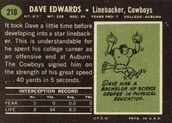 1969 Topps #210 Dave Edwards Back
