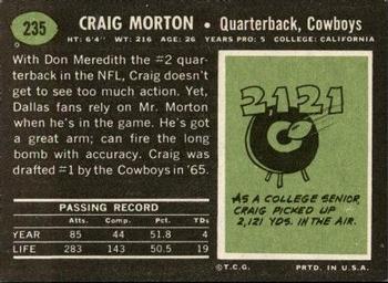 1969 Topps #235 Craig Morton Back