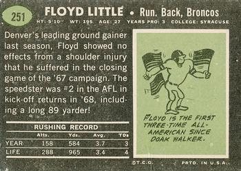 1969 Topps #251 Floyd Little Back