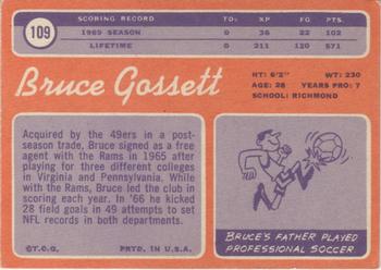 1970 Topps #109 Bruce Gossett Back