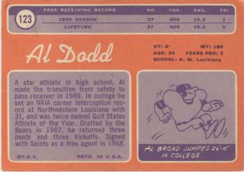 1970 Topps #123 Al Dodd Back