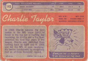 1970 Topps #145 Charley Taylor Back