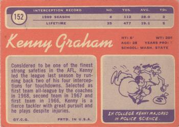 1970 Topps #152 Kenny Graham Back