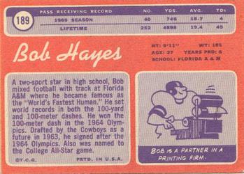 1970 Topps #189 Bob Hayes Back