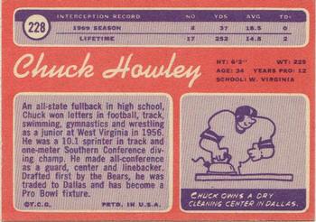 1970 Topps #228 Chuck Howley Back