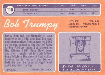 1970 Topps #110 Bob Trumpy Back
