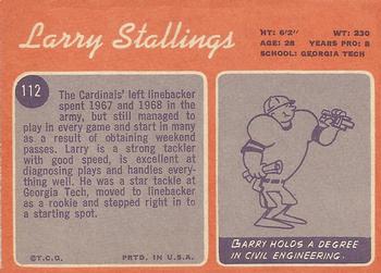 1970 Topps #112 Larry Stallings Back