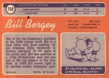 1970 Topps #168 Bill Bergey Back