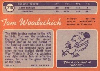 1970 Topps #210 Tom Woodeshick Back