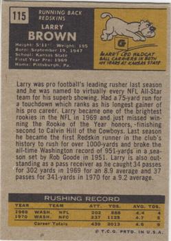 1971 Topps #115 Larry Brown Back
