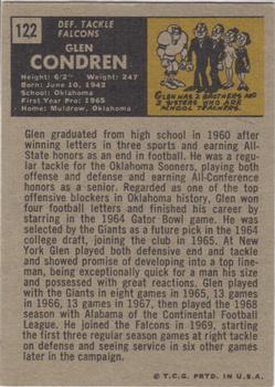 1971 Topps #122 Glen Condren Back