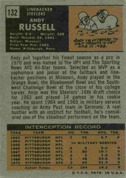 1971 Topps #132 Andy Russell Back