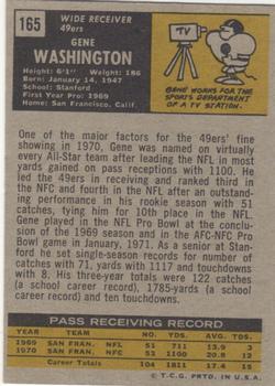 1971 Topps #165 Gene Washington Back