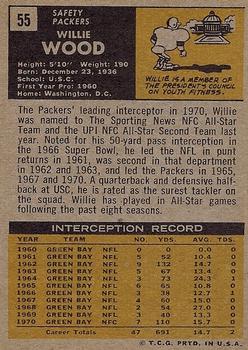 1971 Topps #55 Willie Wood Back