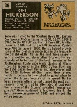 1971 Topps #36 Gene Hickerson Back