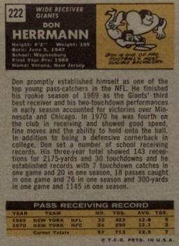1971 Topps #222 Don Herrmann Back