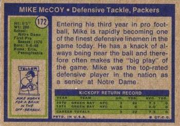 1972 Topps #172 Mike McCoy Back